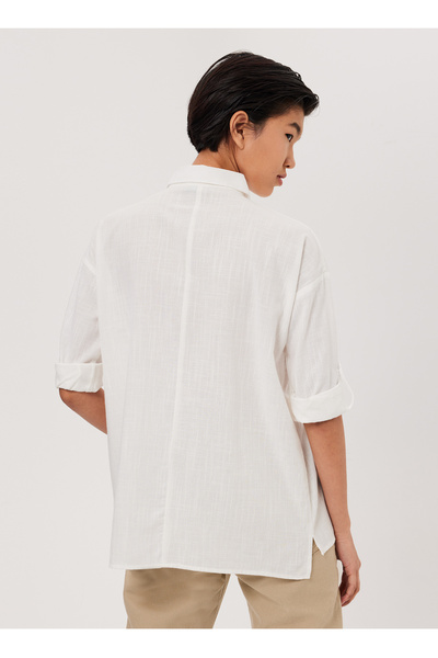 Lee Cooper Regular Fit Klasik Yaka Düz Bej Kadın Gömlek 232 LCF 241001 MINDY BEJ