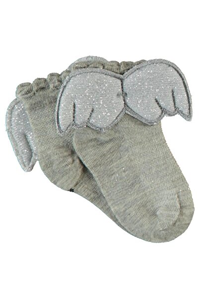 Civil Girls Angel Winged Socks for Girls Aged 3-11 - Gray 7-8 Years