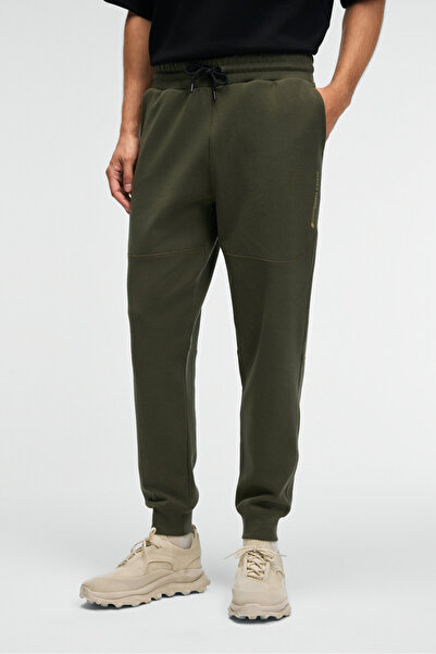 GRIMELANGE Gelido Men's Elastic Waist Cuffed Leg Drawstring Carioca Stitched Printed Khaki Sweatpants
