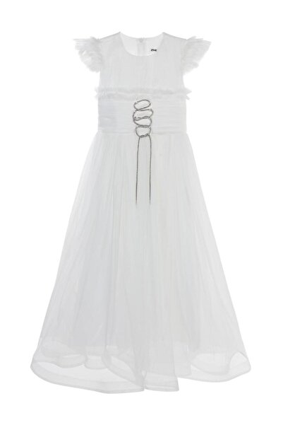 Civil Girls Bağcıklı 6-14 Yaş Abiye - Beyaz8-9 Yaş