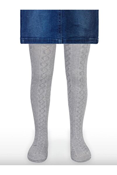 Civil Girls Soft Touch Chain Pattern 2-12 Years Old Girls' Pantyhose - Gray 8-9 Years Old