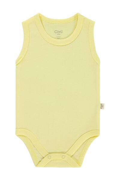 Civil Baby Düz Renkli 1-3 Yaş Çıtçıtlı Badi - Sarı 3-4 Yaş