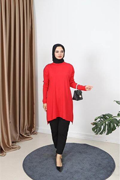 NİSUM MODA Ribbed Mercerized Tunic with Sleeves