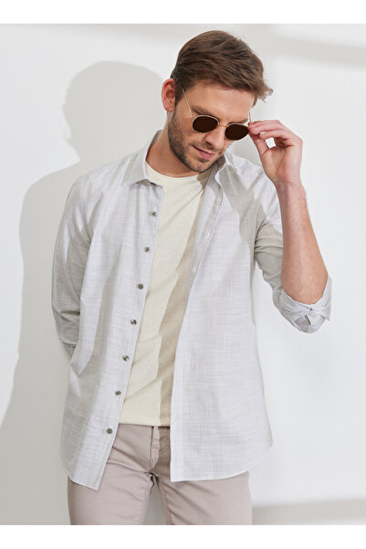 ALTINYILDIZ CLASSICS Slim Fit Klasik Yaka Haki Erkek Gömlek 4A2023200021