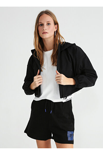Black On Black Siyah Kapüşonlu Kadın Loose Fit İnce Mont K-ARYONA Beden: XL