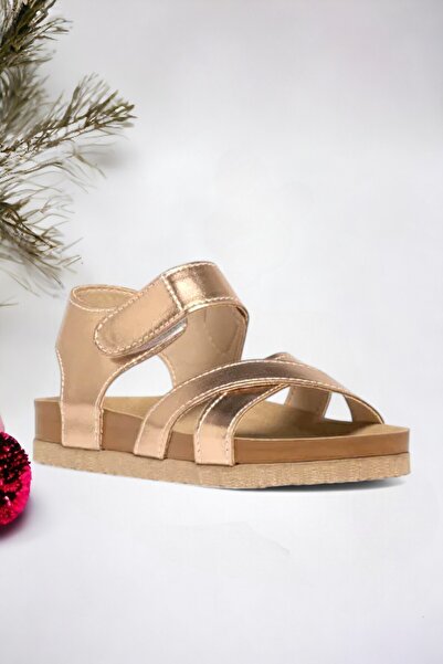 Ponchiq Metallic Brown Girls' Velcro Sandals