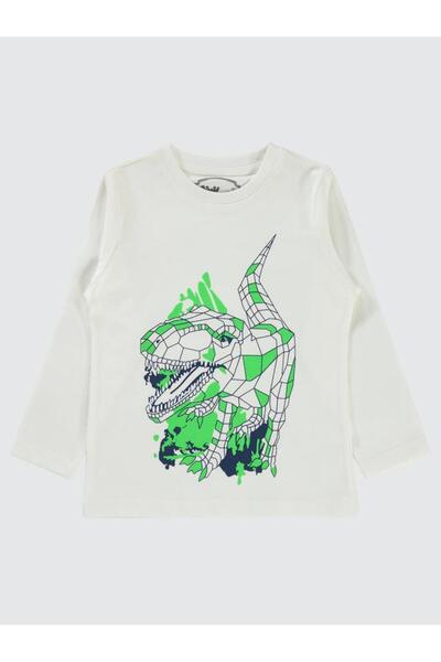 Civil Boys Geometrik Dino Baskılı 2-5 Yaş Sweatshirt - Ekru 3-4 Yaş