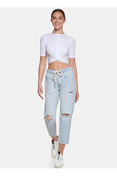 Dkny Jeans Bisiklet Yaka Düz Beyaz Kadın T-Shirt E22FLHVX