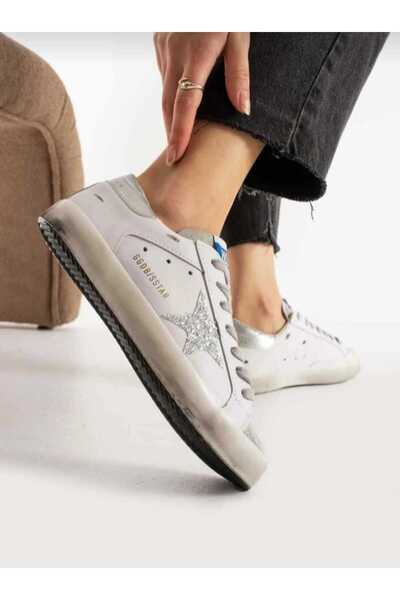 morpembej kadın erkek çocuk GOLDEN GOOSE DELUXE SPOR AYAKKABI GÜMÜŞ YILDIZ