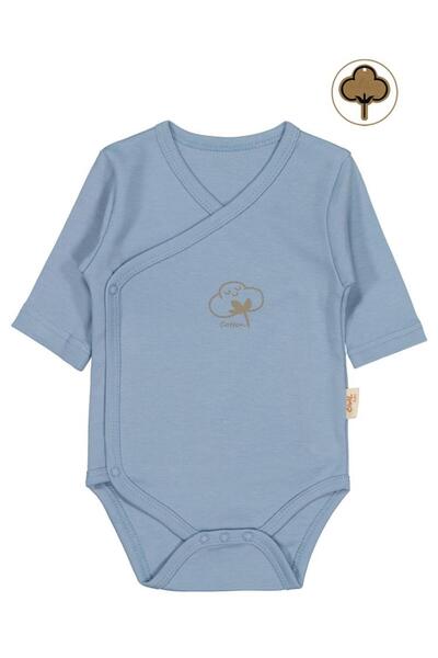 Civil Baby Organik Pamuklu Kruvaze 0-6 Ay Çıtçıtlı Badi - Mavi0-1 Ay