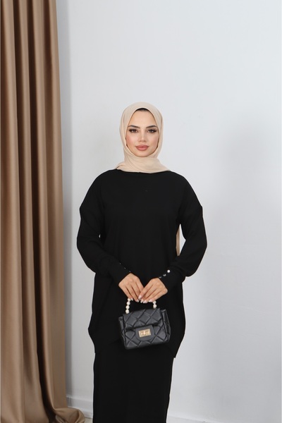 NİSUM MODA Button Detailed Mercerized Skirt Suit