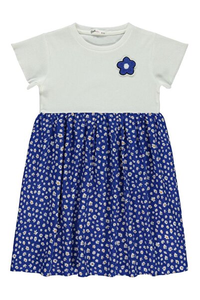 Civil Girls Rochie cu model margarete pentru copii 6-9 ani - Albastru 6-7 ani