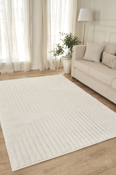 Post Halı Yumuşak Peluş Post Shaggy Sisal Halısı Krem Antrasit Oturma Odası Salon Mutfak Yoluk Halı Kilim