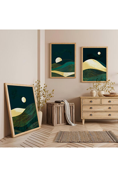 Zevahir Mobilya Dekorasyon Set de pictură triplă din lemn cu rame din lemn, m...