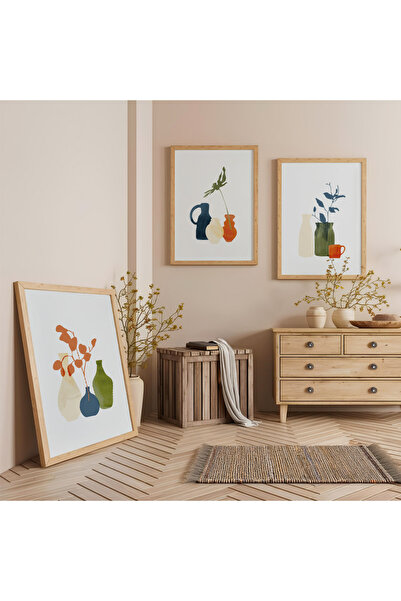 Zevahir Mobilya Dekorasyon Σετ Τριπλών Ξύλινων Πίνακων Εκλεκτών Σχημάτων με Ξ...