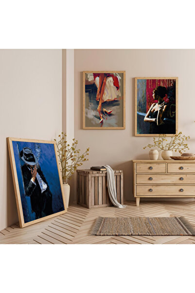 Zevahir Mobilya Dekorasyon Set de pictură triplă din lemn, cu rame din lemn, ...