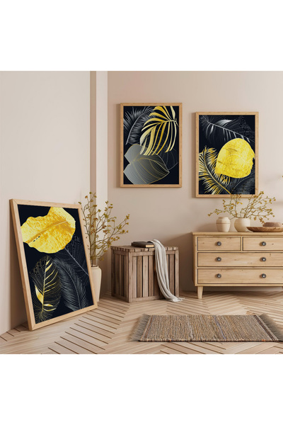 Zevahir Mobilya Dekorasyon Set de pictură triplă din lemn cu cadru din lemn, ...