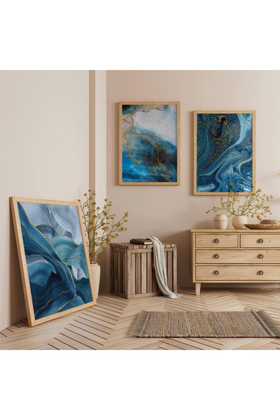 Zevahir Mobilya Dekorasyon Set de pictură modernă triplă din lemn, de culoare...