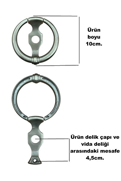 HOMDEP Dürbünlü Çelik Kapı Halka Model Taktak Tokmağı Delik Çapı 1,5cm Renk: Saten