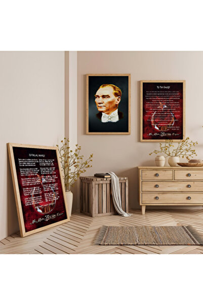 Zevahir Mobilya Dekorasyon Drveni okvir sa Ataturkovom himnom nezavisnosti i ...