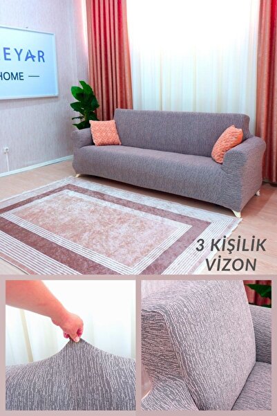 elgeyar Flexible Jacquard 3 Seater Sofa - Bar Pattern, Skirtless, Sofa and So...