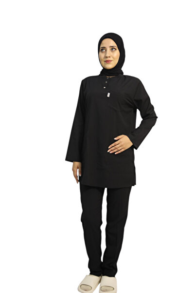 nutrix طقم زي موحد للممرضات والأطباء من الليكرا الناعمة باللون الأسود للمستشفيات