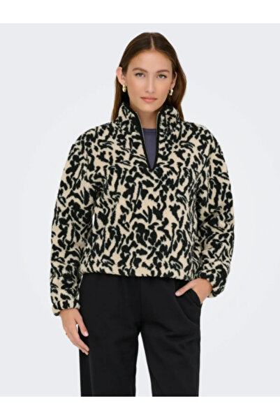 ONLY Onlnew Далас Дългоръкавна блуза с висока яка и цип Дамска блуза с цип и шарки