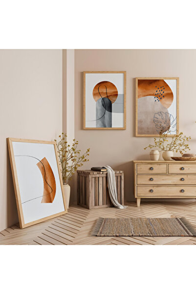 Zevahir Mobilya Dekorasyon Set de trei tablouri din lemn cu rame din lemn, ab...