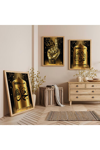 Zevahir Mobilya Dekorasyon Set de picturi din lemn cu rama din lemn cu trei p...