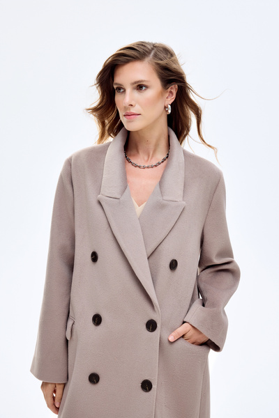 Quzu Μακρύ παλτό με επένδυση και σχισμή βιζόν