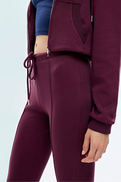 Quzu Beli Bağcıklı Dikiş Detaylı İspanyol Paça Pantolon Gri