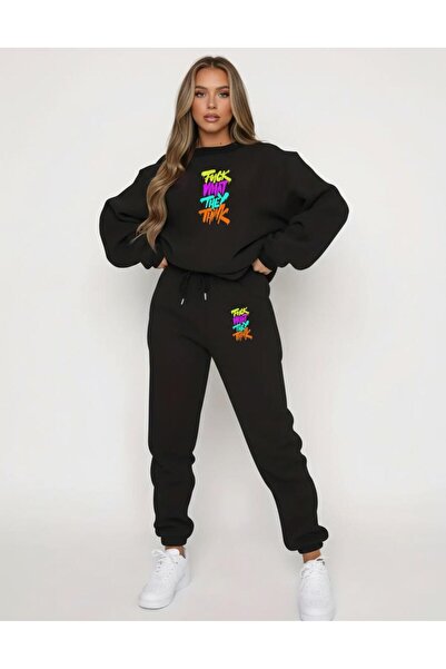 RPT MODA CROP CONFORABLE THİNK PRINT DETAIL OVERSIZE GÂT DE BICICLETA COSTUME...