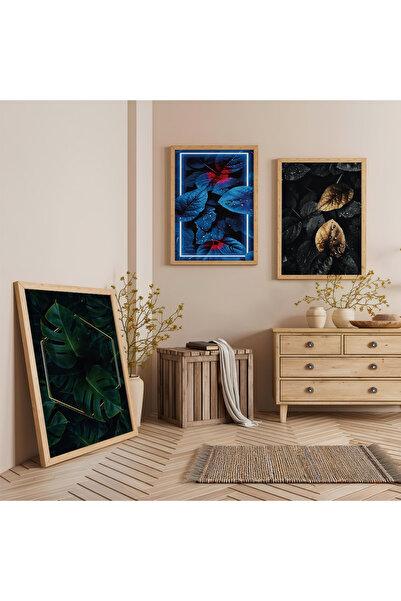 Zevahir Mobilya Dekorasyon Set de pictură triplă din lemn cu cadru din lemn F...