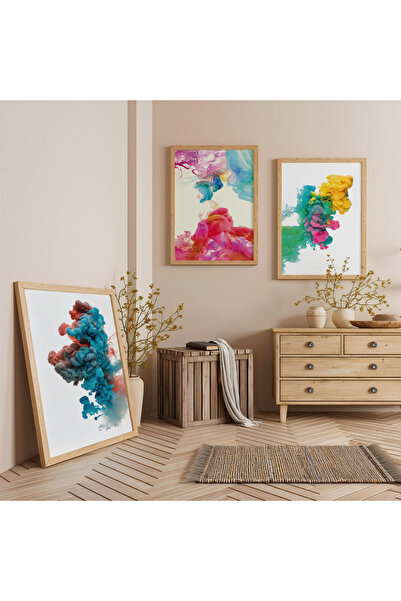 Zevahir Mobilya Dekorasyon Set de pictură triplă pe lemn cu cadru din lemn, c...