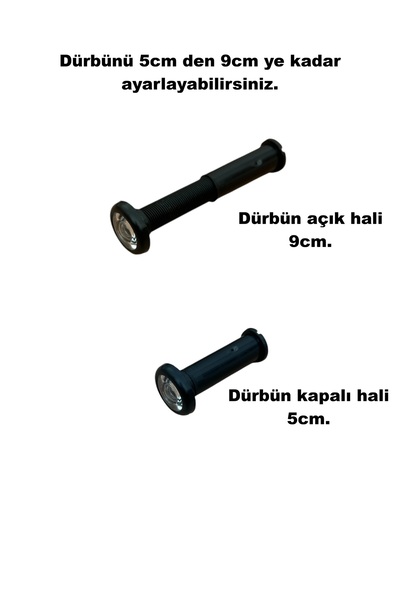 HOMDEP Dürbünlü Çelik Kapı Halka Model Taktak Tokmağı Delik Çapı 1,5cm Renk: Siyah