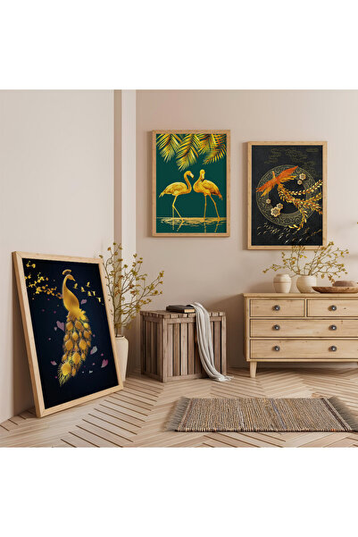 Zevahir Mobilya Dekorasyon Set de pictură din lemn cu trei lebede îndrăgostiț...