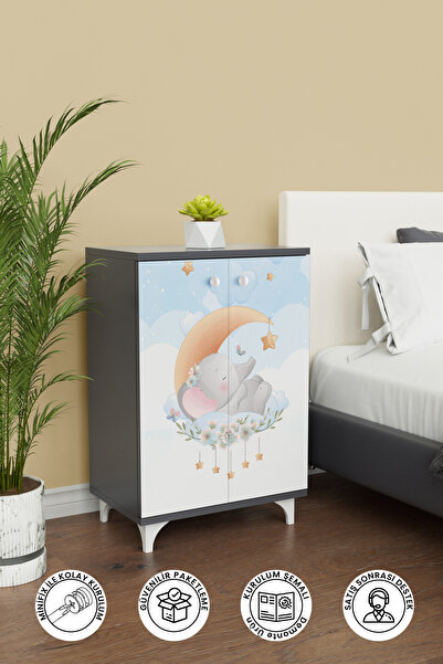 hediye kapında Minik Rüyacı 2 Raflı Çocuk Odası Oyuncak Dolabı Çok Amaçlı Bas...