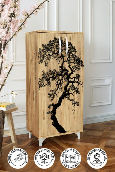 hediye kapında Orman İzi 3 Raflı Dolap Mutfak Salon Banyo Ofis Salon Çok Amaç...