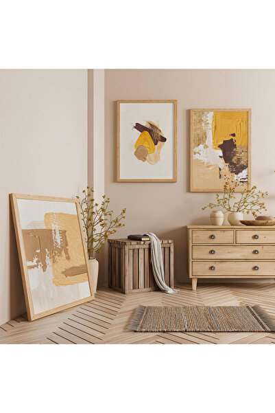 Zevahir Mobilya Dekorasyon Σετ Τριπλής Ζωγραφικής σε Ξύλινο Πλαίσιο με Χρώματ...