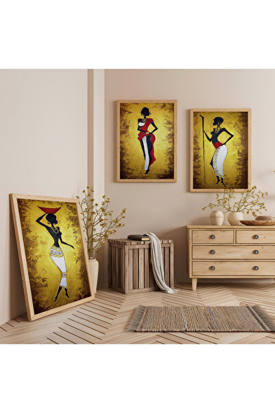 Zevahir Mobilya Dekorasyon Set de trei tablouri din lemn cu rama din lemn, ci...