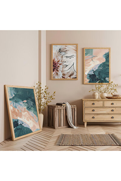 Zevahir Mobilya Dekorasyon Set de pictură din lemn cu trei piese Kadim Beauty...