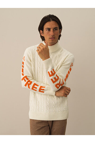 Xint Erkek Kbeyaz Balıkçı Yaka Regular Fit Yün Kazak