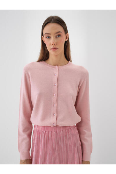 Xint Kadın Pembe Yünlü Basic Hırka
