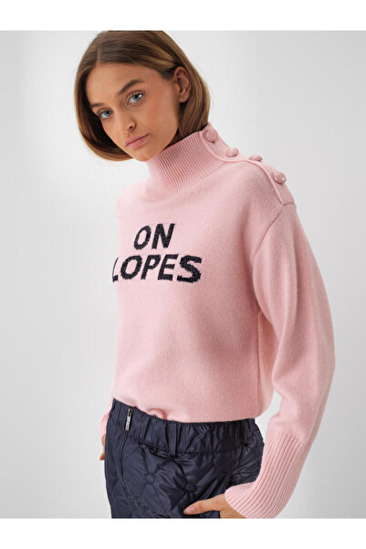 Xint Kadın Pembe Yünlü Desenli Kazak