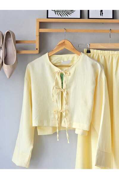 ENDAMIM Linen Skirt Set