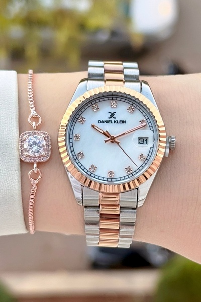 Daniel Klein Bakır Silver Renk 24 Ay Garantili 33 Mm Kadın Kol Saati ve Bileklik