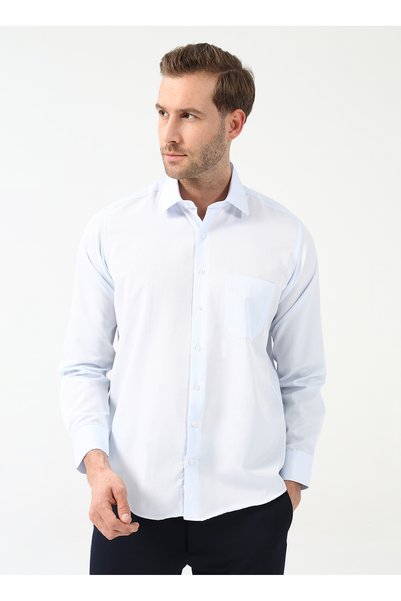 SÜVARİ Regular Fit Klasik Yaka Armürlü Mavi - Buz Erkek Gömlek GM2025000232