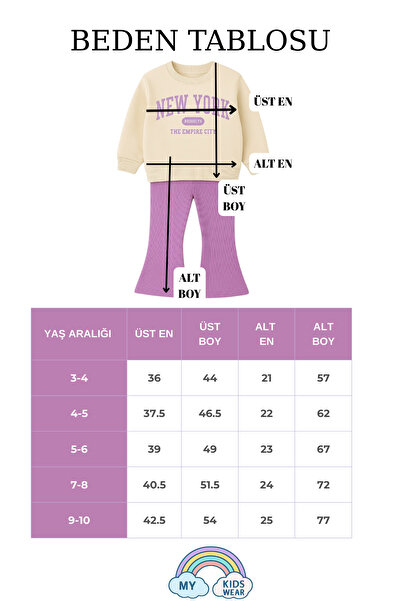 My Kids Wear İki Parça Çocuk İspanyol Pantolon ve Baskılı Sweat