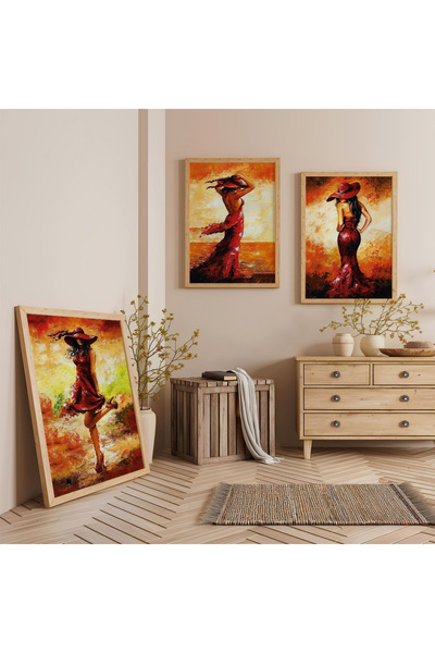 Zevahir Mobilya Dekorasyon Set de pictură triplă din lemn cu tematică Siluetă...