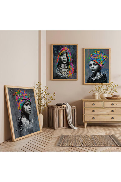 Zevahir Mobilya Dekorasyon Drveni okviri u bojama, set trostrukih drvenih sli...